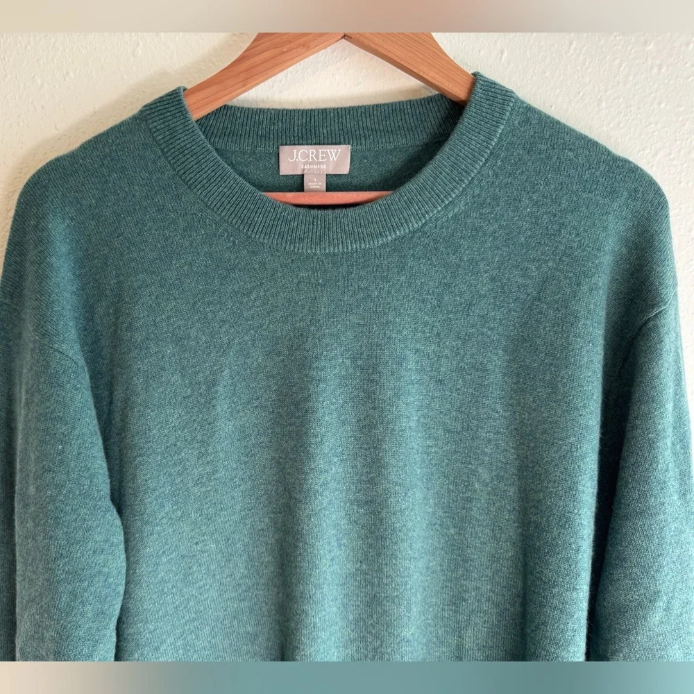 NWOT J. Crew Cashmere relaxed crewneck sweater Size S Deep Sea Multi Heather